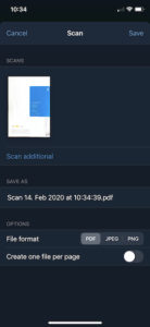 ownCloud iOS app document scanner
