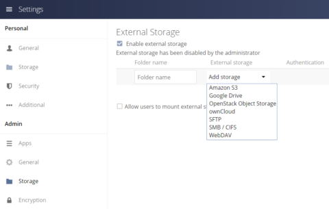 Mount External Storage for swift IT modernization - ownCloud