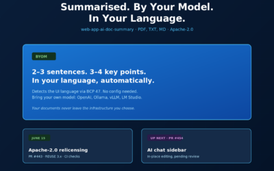 Your Documents. Summarised. By Your Model. In Your Language.