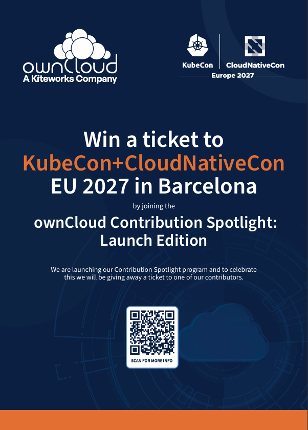 ownCloud Contribution Spotlight Launch - win a ticket to Kubecon+CloudNativeCon EU 2027